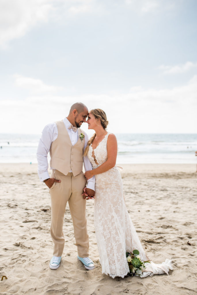 california dream beach wedding bride and groom portraits 