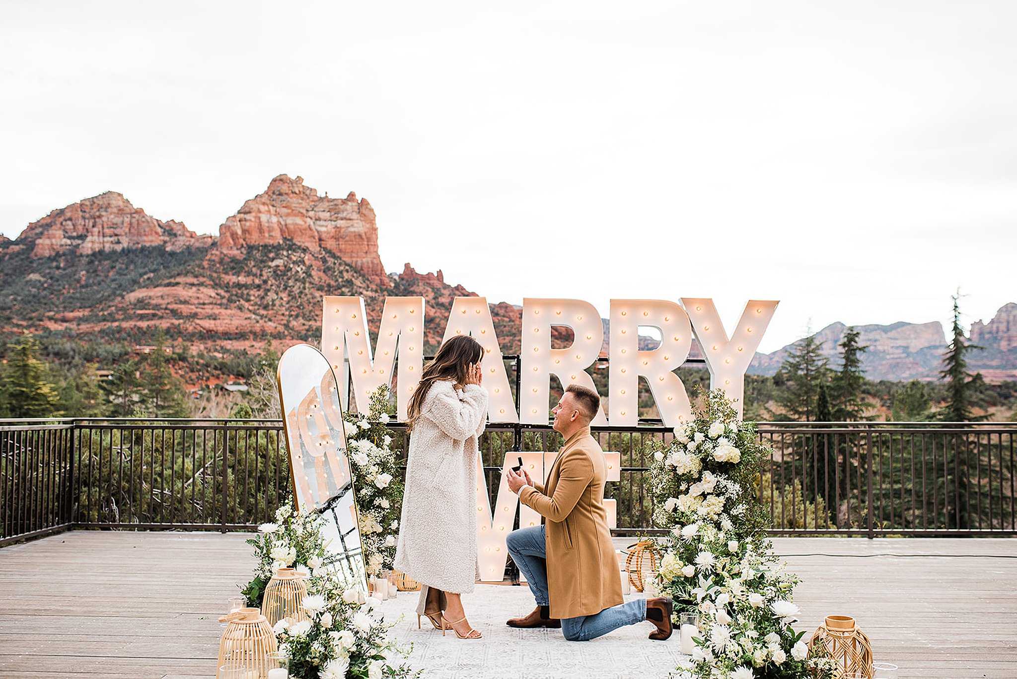 man getting down on one knee at a L'Auberge De Sedona proposal