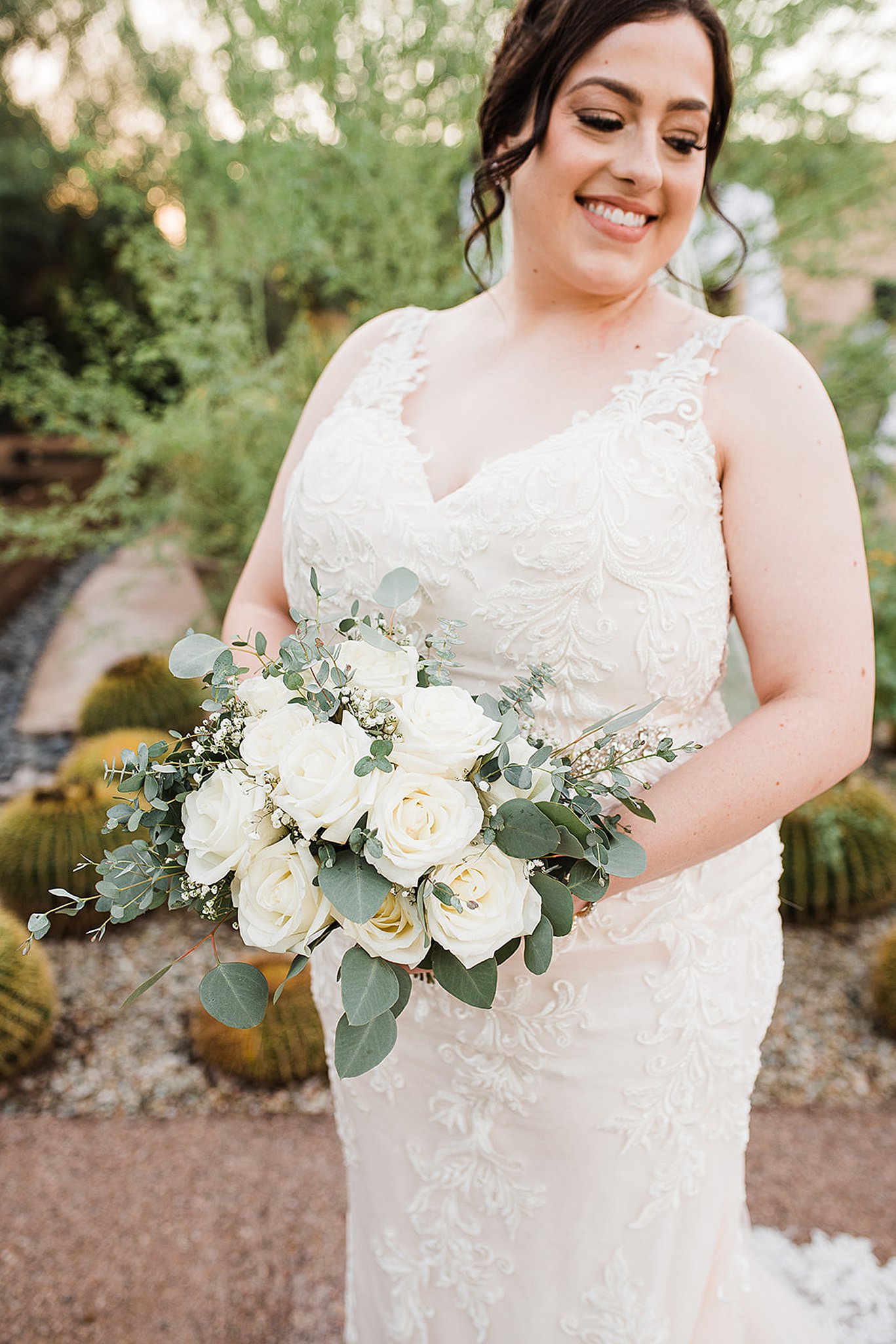 bride holding her bouquet at her Agave of Sedona Wedding